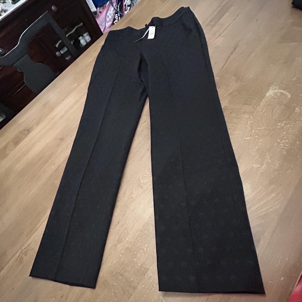 Talbots Dress Pants Womens 10 Black Jacquard Straight Leg Heritage NWT